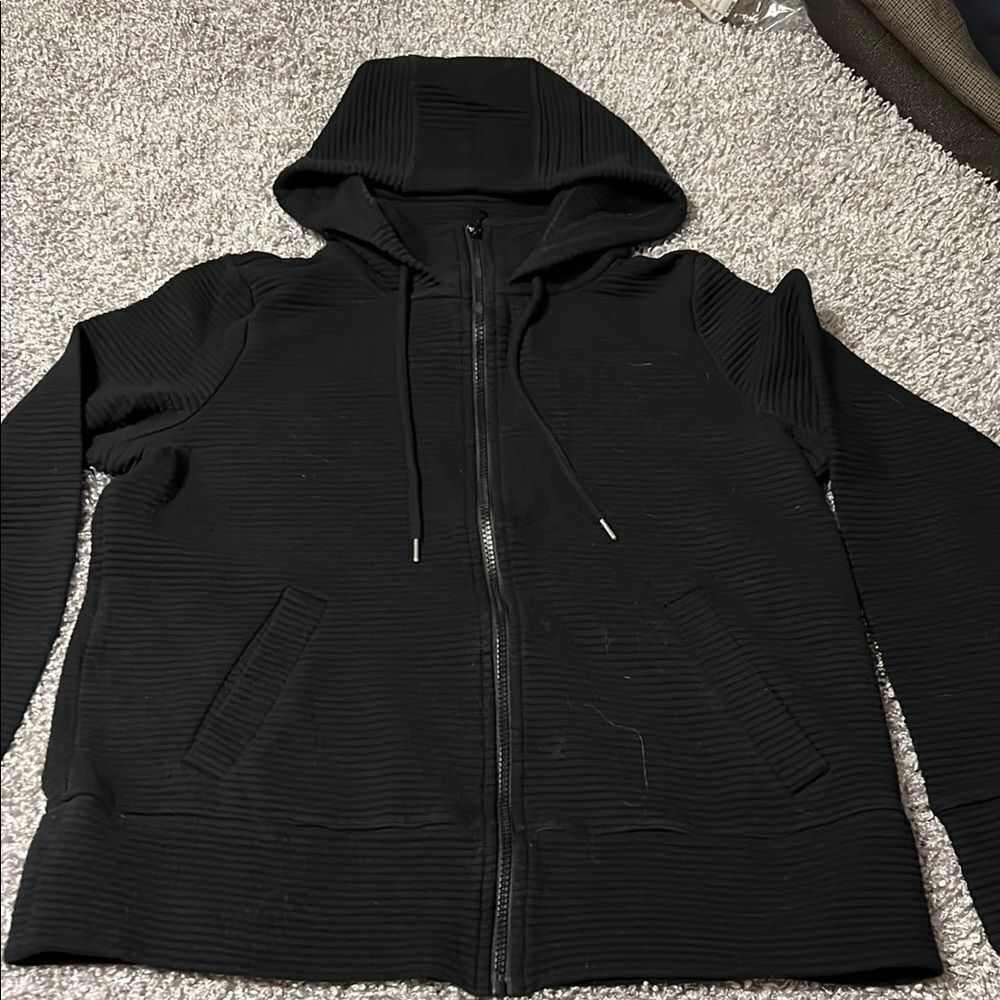 Black Hooded Zip-Up Jacket
